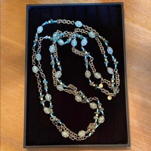 Jones New York Gold and Blue Necklace with Intricate Design